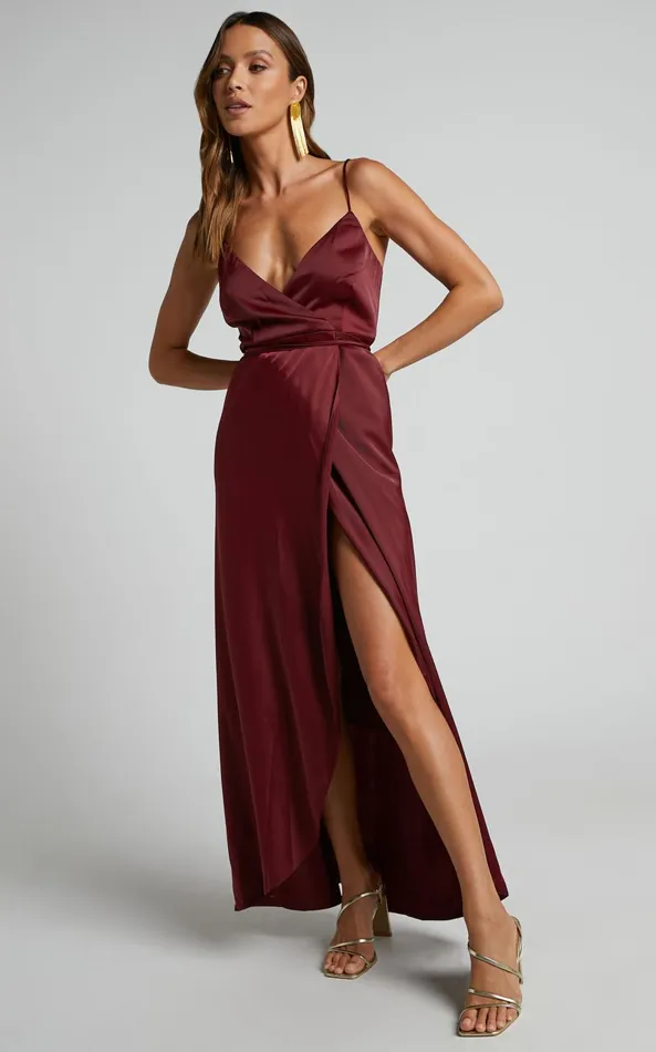 Showpo Mine Would Be You Midi Dress 8211 Wrap Dress In Wine Women Dresses
