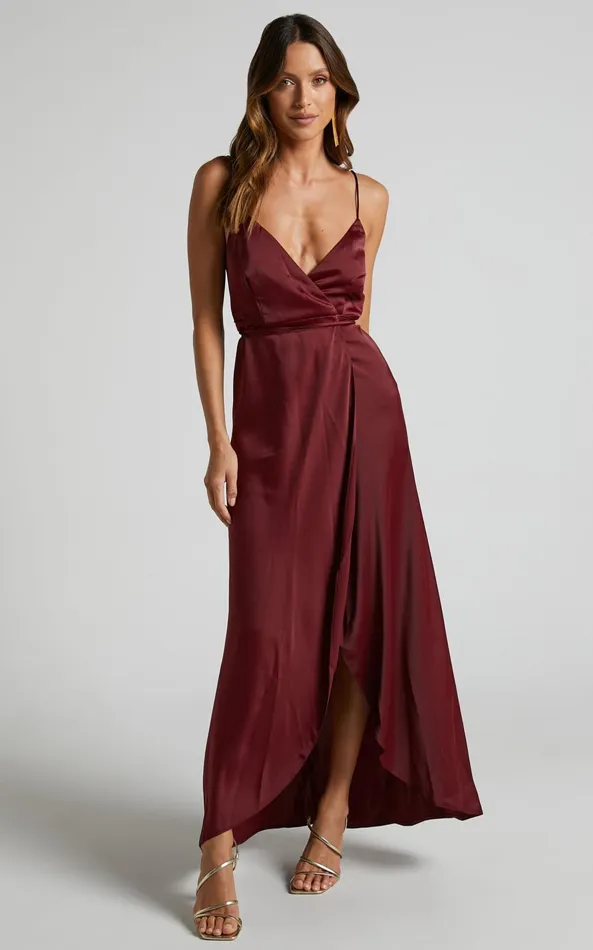 Showpo Mine Would Be You Midi Dress 8211 Wrap Dress In Wine Women Dresses