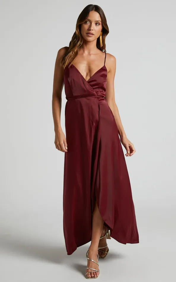 Showpo Mine Would Be You Midi Dress 8211 Wrap Dress In Wine Women Dresses