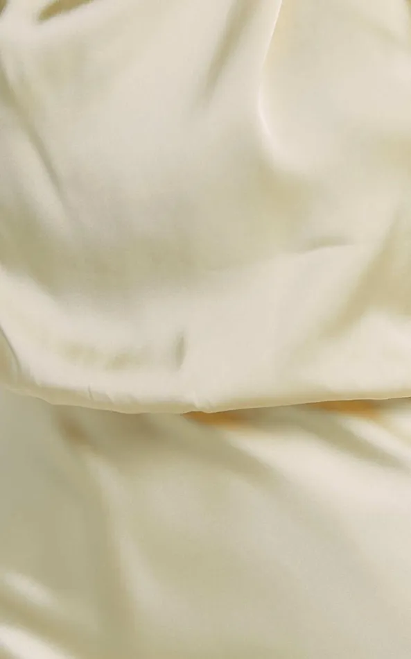 Showpo Minnie Midi Dress 8211 Drape Neck Satin Slip Dress In Butter Yellow Women Dresses