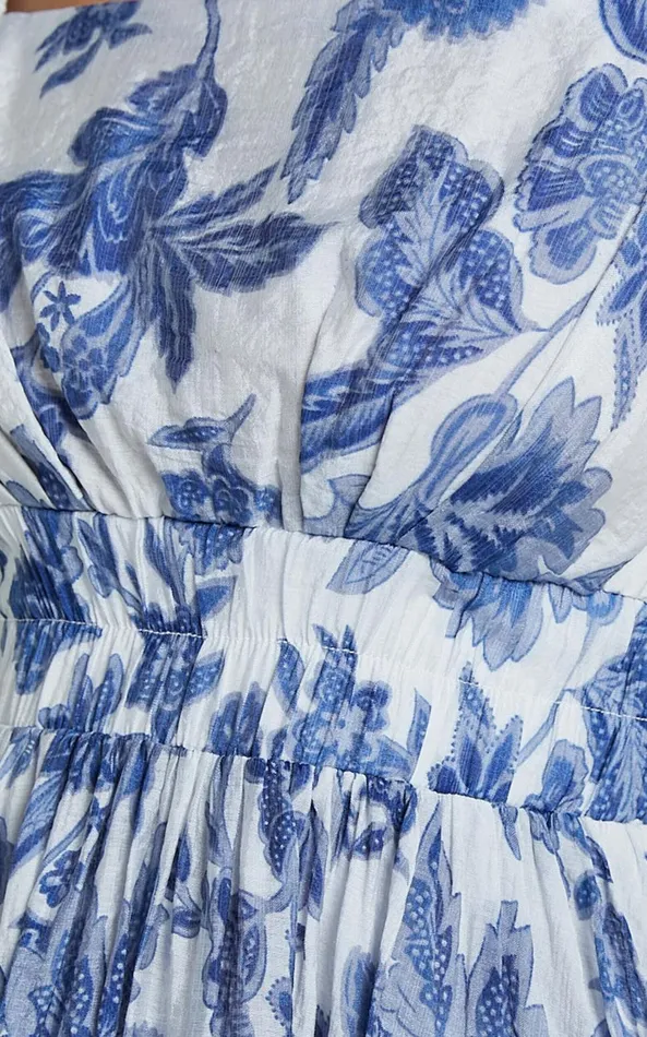 Showpo Mira Mini Dress 8211 Square Neck Balloon Sleeve Dress In Blue Floral Women Dresses