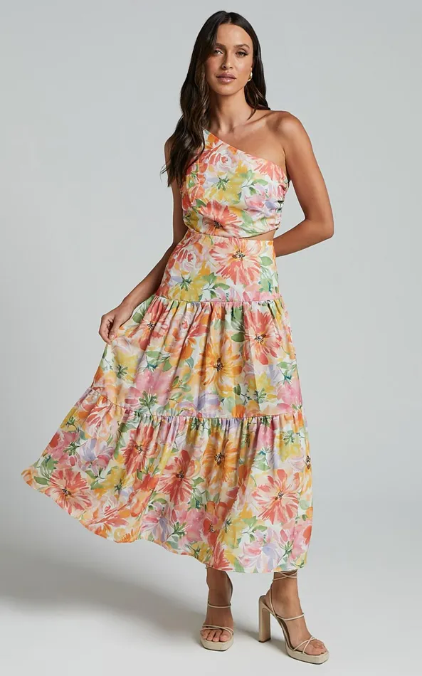 Showpo Mitzy Midi Dress 8211 One Shoulder Cut Out Tiered Dress In Summer Floral Women Dresses Showpo Mitzy Midi Dress 8211 One Shoulder Cut Out Tiered Dress In Summer Floral Women Dresses