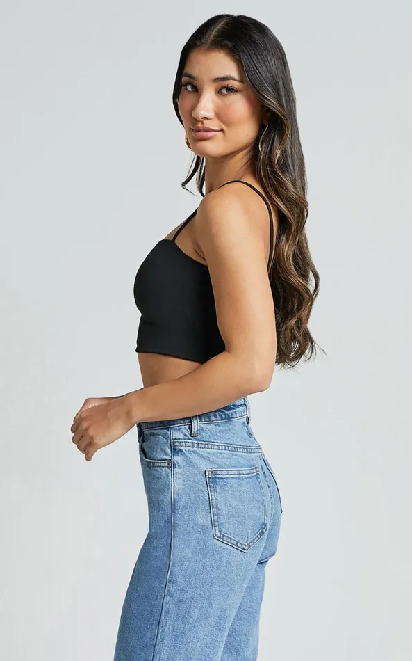 Showpo Modern Gal Top 8211 Jersey Cami Crop Top In Black Women Curve Clothes