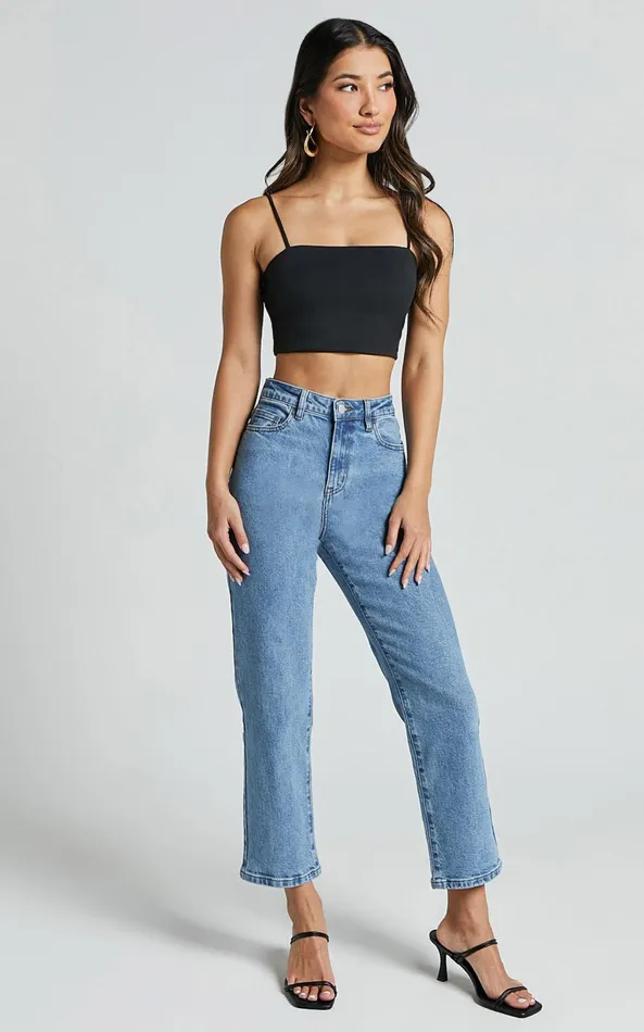 Showpo Modern Gal Top 8211 Jersey Cami Crop Top In Black Women Curve Clothes