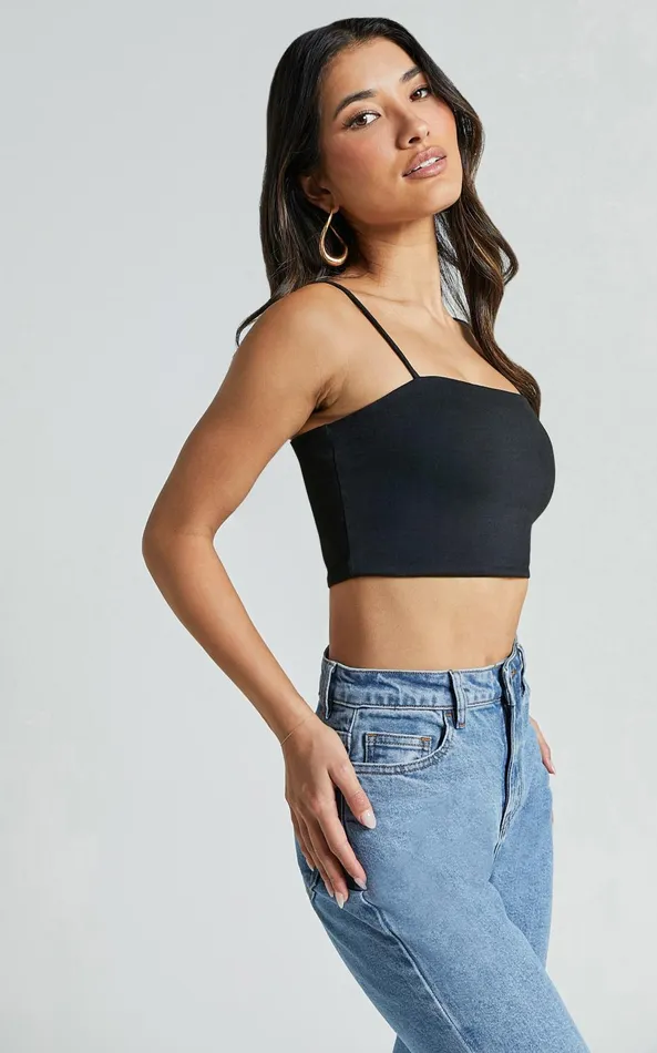 Showpo Modern Gal Top 8211 Jersey Cami Crop Top In Black Women Curve Clothes