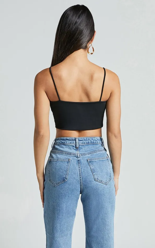 Showpo Modern Gal Top 8211 Jersey Cami Crop Top In Black Women Curve Clothes