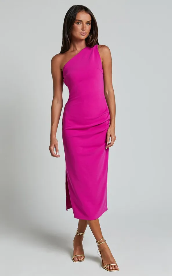 Showpo Monette Midi Dress 8211 One Shoulder Straight Dress In Grape Women Dresses Showpo Monette Midi Dress 8211 One Shoulder Straight Dress In Grape Women Dresses