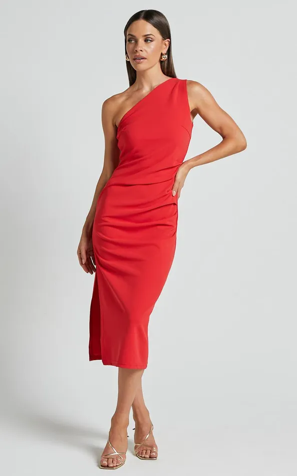 Showpo Monette Midi Dress 8211 One Shoulder Straight Dress In Orange Red Women Dresses Showpo Monette Midi Dress 8211 One Shoulder Straight Dress In Orange Red Women Dresses