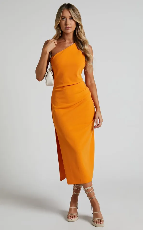 Showpo Monette Midi Dress 8211 One Shoulder Straight Dress In Orange Women Dresses Showpo Monette Midi Dress 8211 One Shoulder Straight Dress In Orange Women Dresses