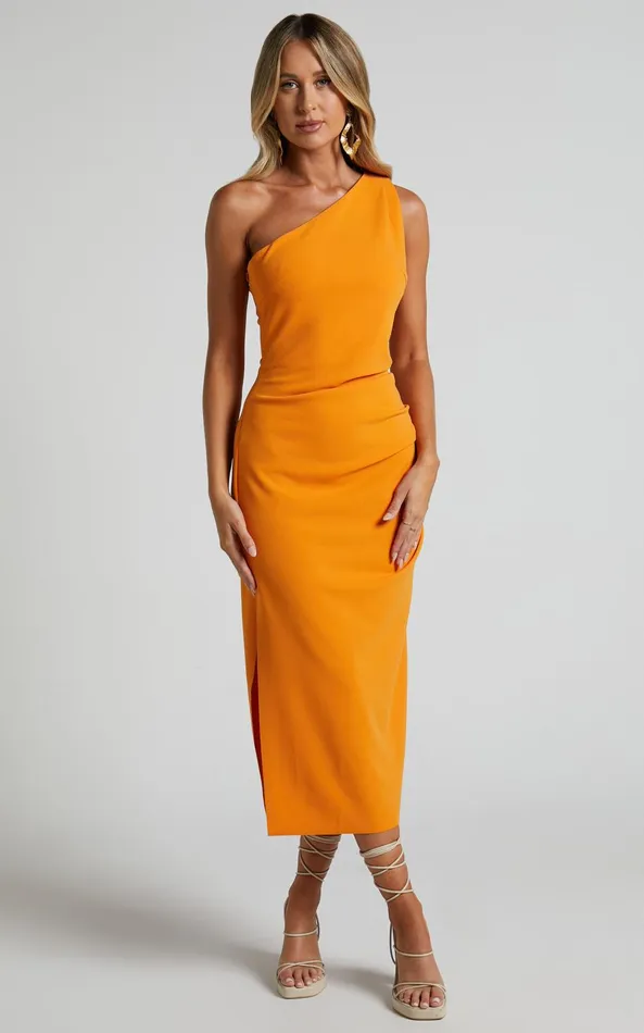 Showpo Monette Midi Dress 8211 One Shoulder Straight Dress In Orange Women Dresses Showpo Monette Midi Dress 8211 One Shoulder Straight Dress In Orange Women Dresses