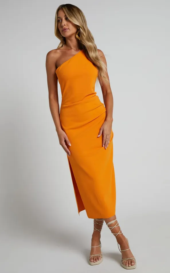 Showpo Monette Midi Dress 8211 One Shoulder Straight Dress In Orange Women Dresses Showpo Monette Midi Dress 8211 One Shoulder Straight Dress In Orange Women Dresses