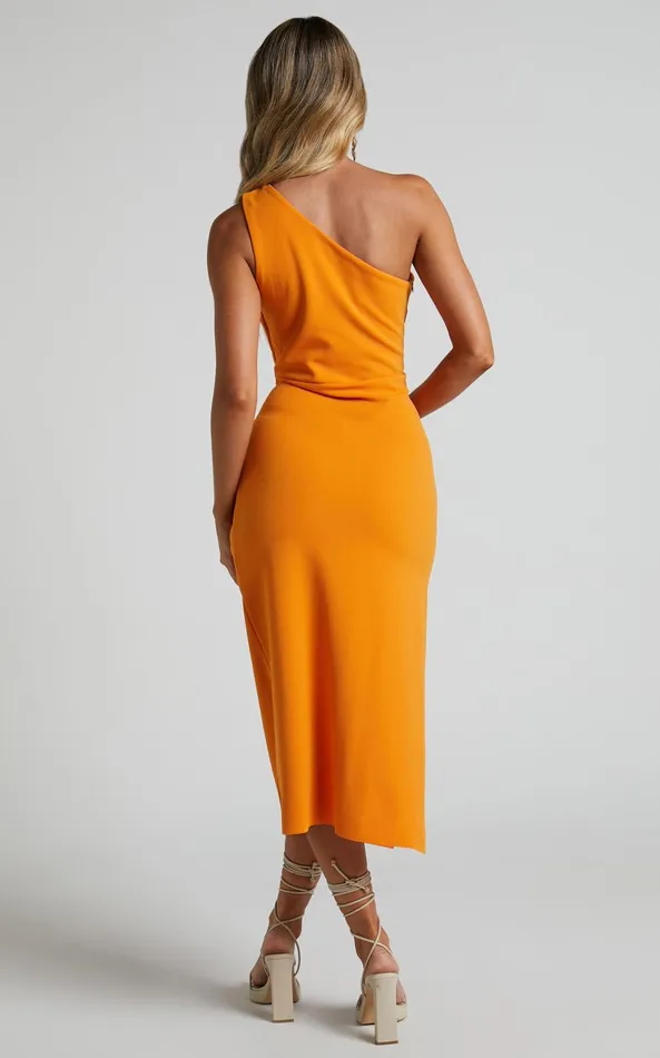 Showpo Monette Midi Dress 8211 One Shoulder Straight Dress In Orange Women Dresses Showpo Monette Midi Dress 8211 One Shoulder Straight Dress In Orange Women Dresses