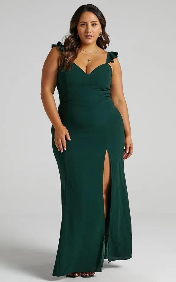 Showpo More Than This Maxi Dress In Emerald Women Curve Clothes