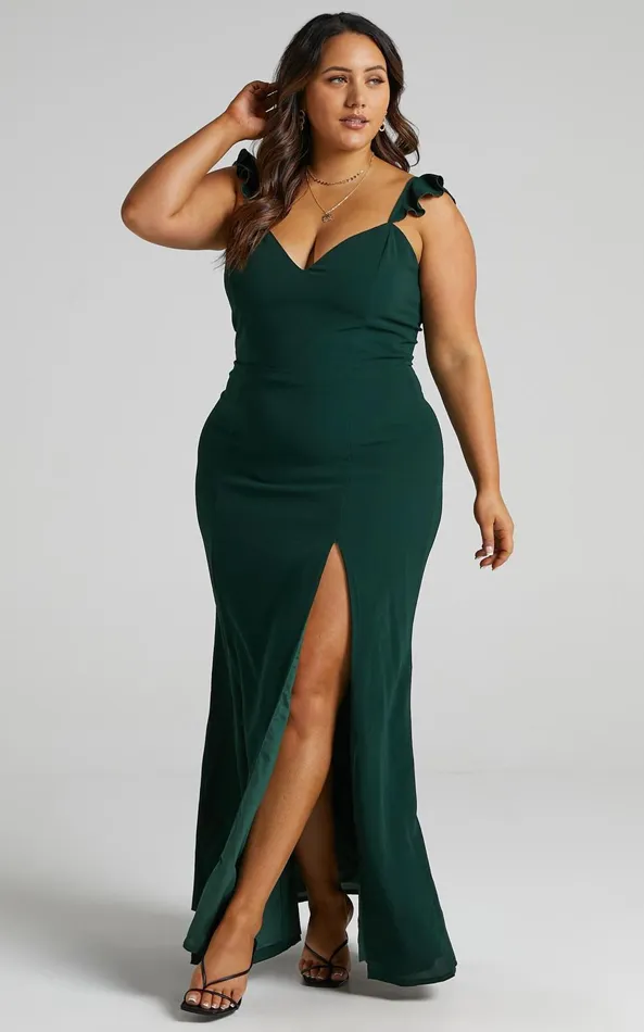 Showpo More Than This Maxi Dress In Emerald Women Curve Clothes