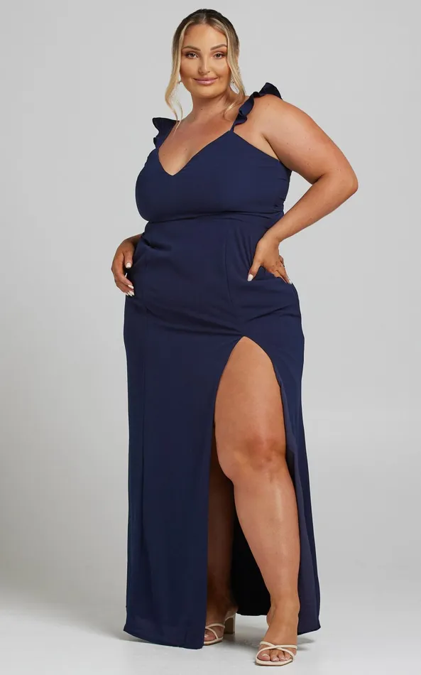 Showpo More Than This Maxi Dress In Navy Women Curve Clothes