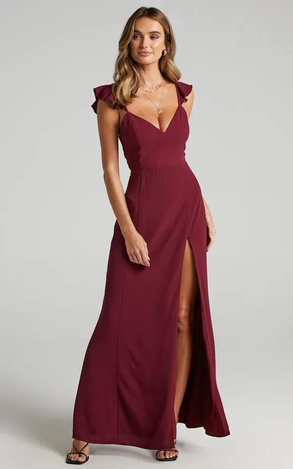 Showpo More Than This Maxi Dress In Wine Women Curve Clothes