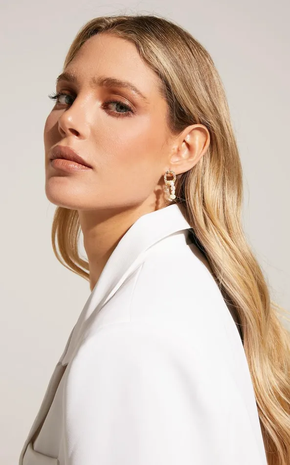 Showpo More Than Words Earrings In Pearl Women Gold Plated Jewelry