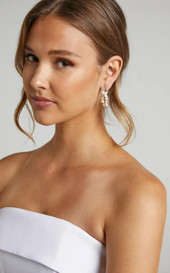 Showpo More Than Words Earrings In Pearl Women Gold Plated Jewelry