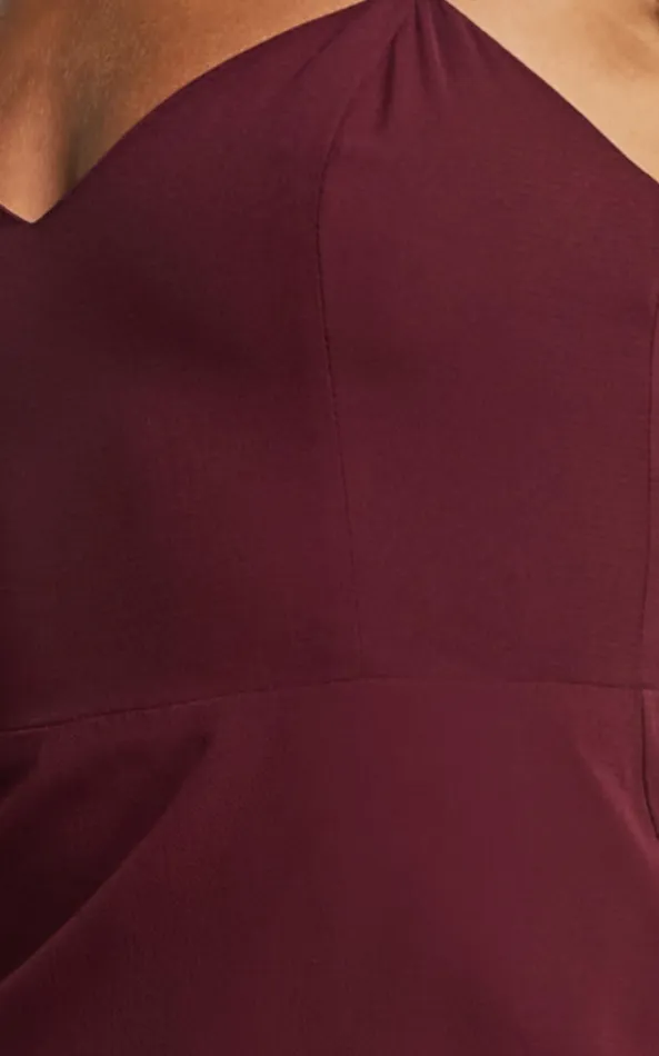 Showpo Morgan Midi Dress 8211 Frill Asymmetric Split Dress In Grape Women Dresses