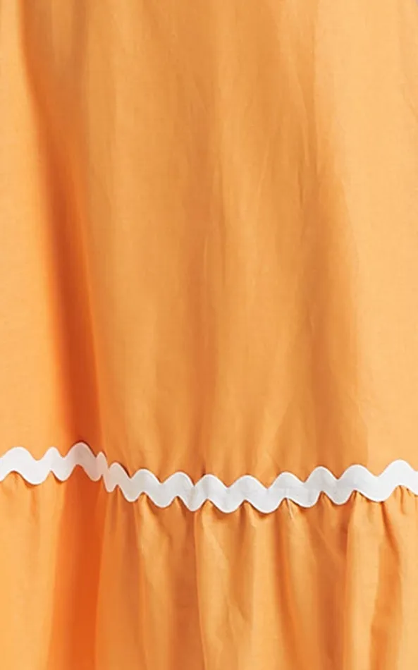 Showpo Moriseth Midi Dress 8211 Linen Look Sleeveless Fit Flare Dress In Orange Women Dresses