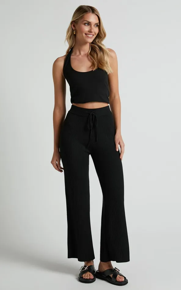 Showpo Motto Pants 8211 High Waisted 78 Length Ribbed Knit Pants In Black Women Curve Clothes Showpo Motto Pants 8211 High Waisted 78 Length Ribbed Knit Pants In Black Women Curve Clothes