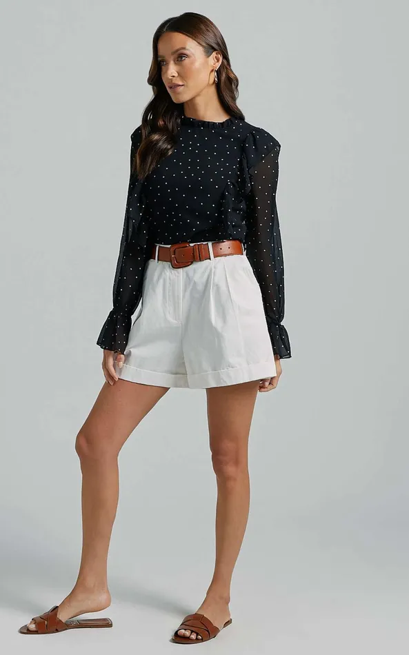 Showpo Moving Spots Top 8211 Long Sleeve Top In Black Spot Women Tops