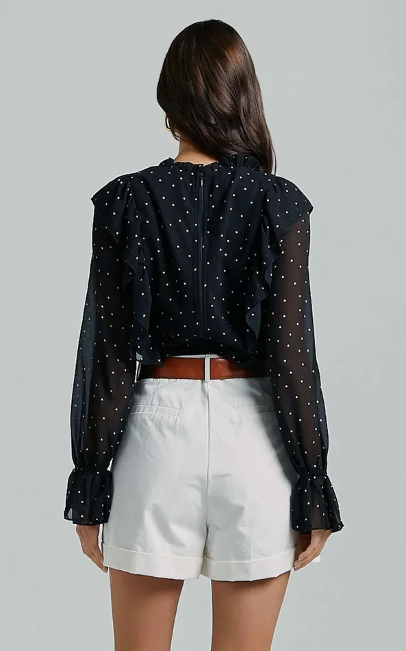 Showpo Moving Spots Top 8211 Long Sleeve Top In Black Spot Women Tops