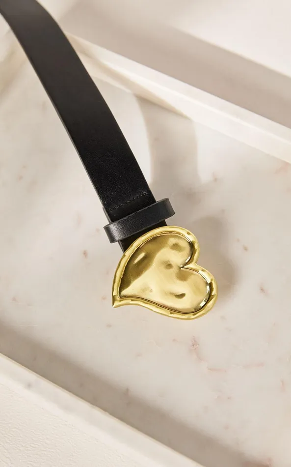 Showpo Mylo Belt 8211 Thick Band Heart Detail Belt In Black Women Belts