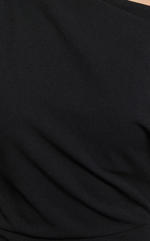 Showpo Nalfie Midi Dress 8211 Tipped Shoulder Jersey Drape Dress In Black Women Dresses