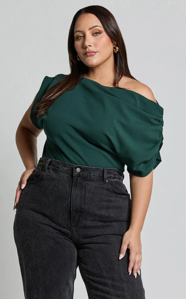 Showpo Nalfie Top 8211 Asymmetrical Top In Forest Green Women Curve Clothes