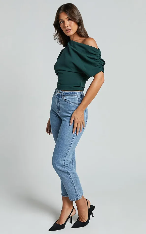 Showpo Nalfie Top 8211 Asymmetrical Top In Forest Green Women Curve Clothes