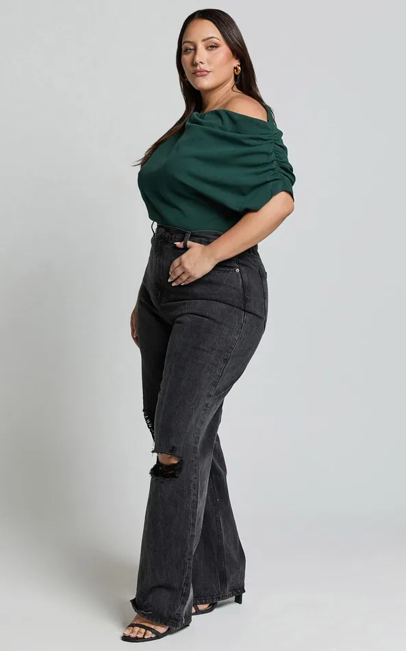 Showpo Nalfie Top 8211 Asymmetrical Top In Forest Green Women Curve Clothes
