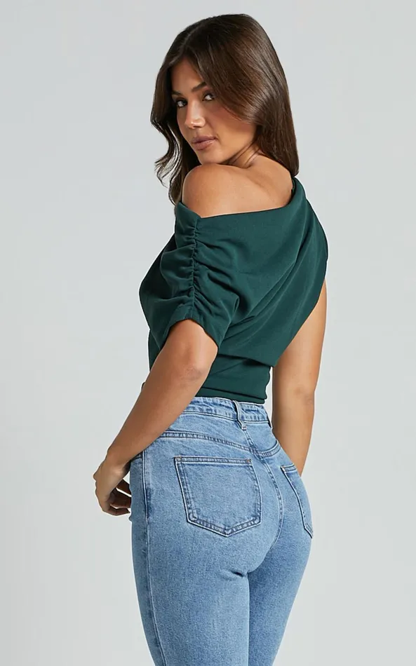 Showpo Nalfie Top 8211 Asymmetrical Top In Forest Green Women Curve Clothes