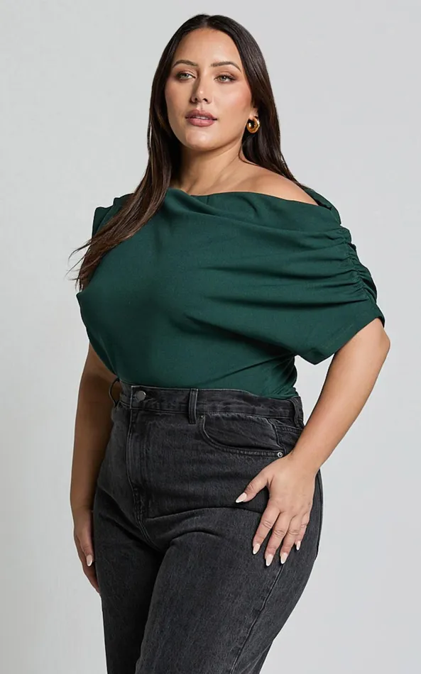 Showpo Nalfie Top 8211 Asymmetrical Top In Forest Green Women Curve Clothes