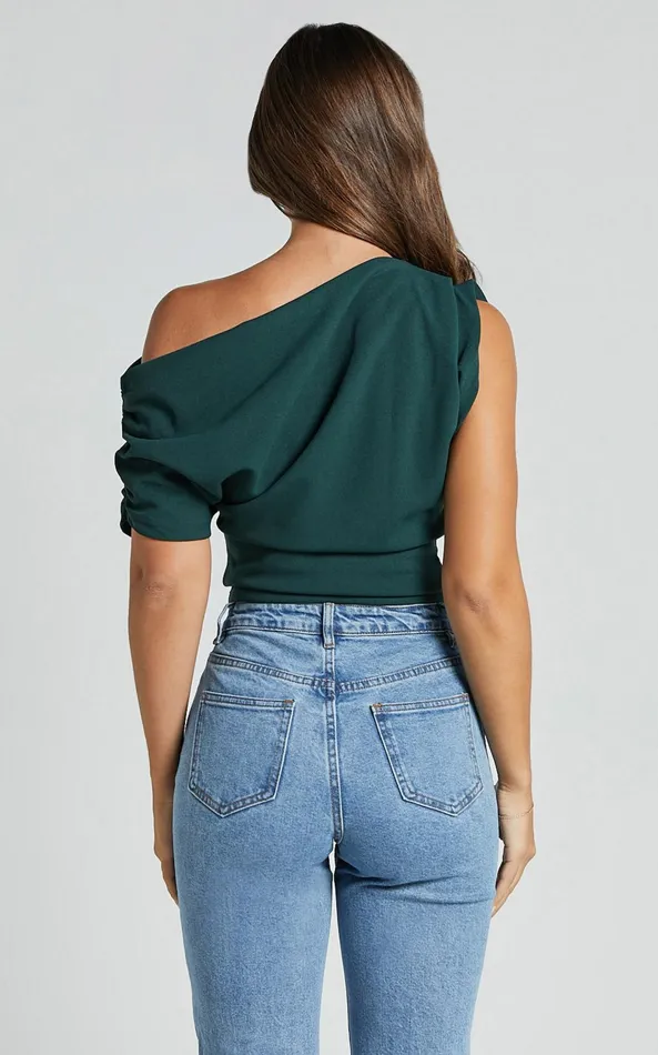 Showpo Nalfie Top 8211 Asymmetrical Top In Forest Green Women Curve Clothes