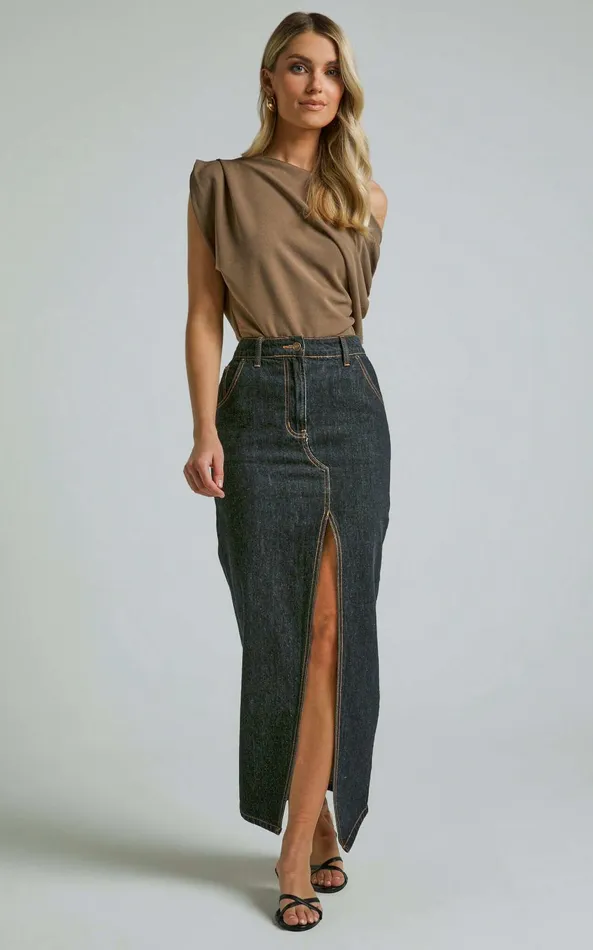 Showpo Nalfie Top 8211 Asymmetrical Top In Mocha Women Curve Clothes