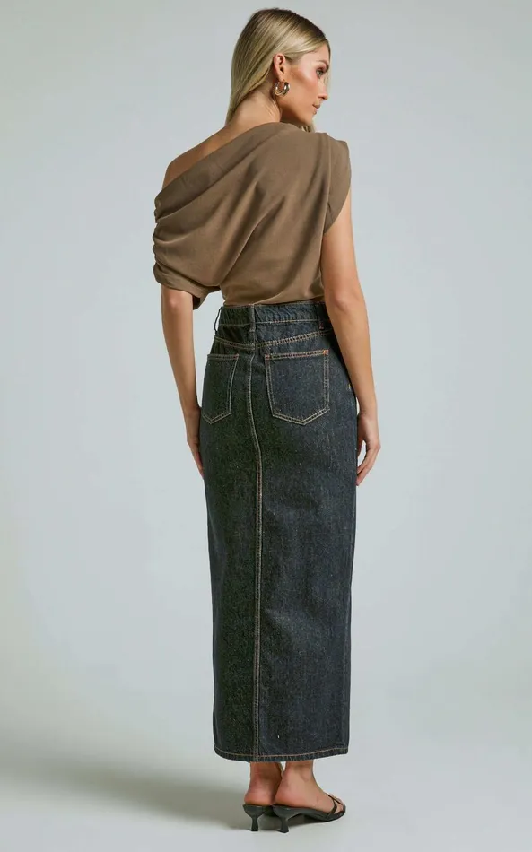 Showpo Nalfie Top 8211 Asymmetrical Top In Mocha Women Curve Clothes