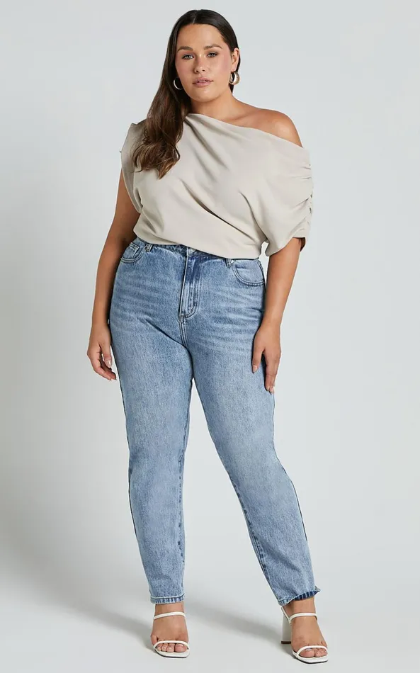 Showpo Nalfie Top 8211 Asymmetrical Top In Oat Women Curve Clothes