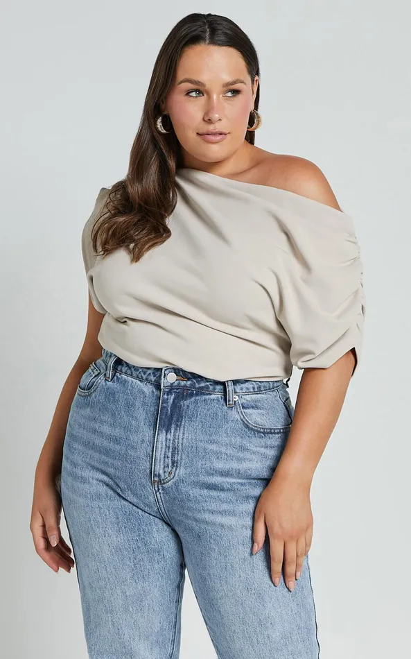 Showpo Nalfie Top 8211 Asymmetrical Top In Oat Women Curve Clothes