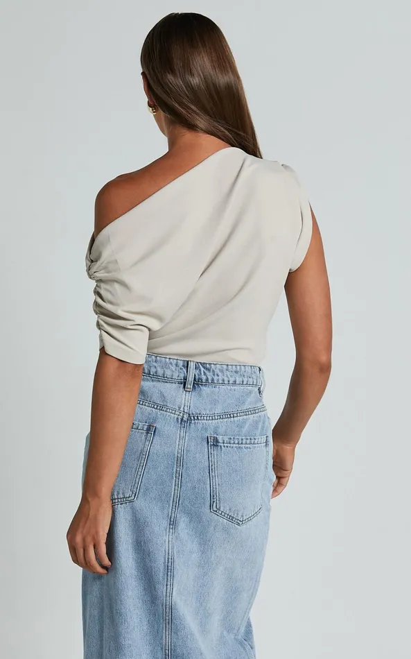 Showpo Nalfie Top 8211 Asymmetrical Top In Oat Women Curve Clothes