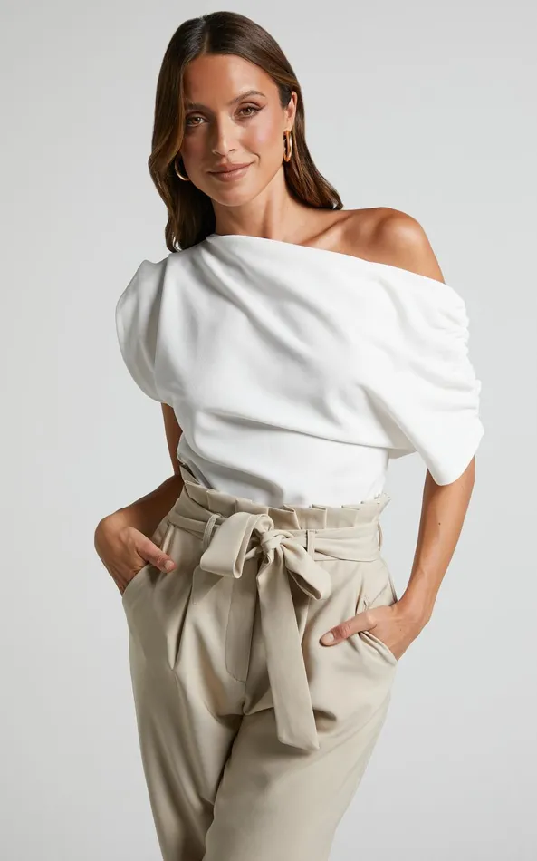 Showpo Nalfie Top 8211 Asymmetrical Top In White Women Curve Clothes