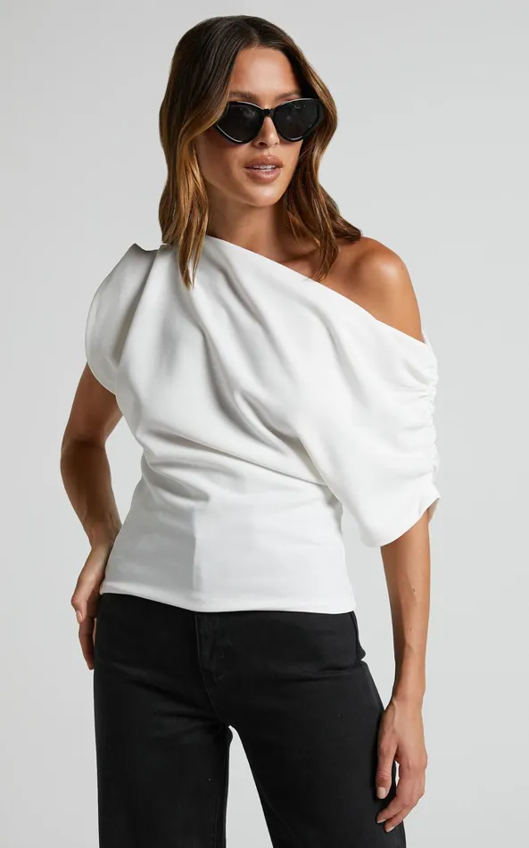 Showpo Nalfie Top 8211 Asymmetrical Top In White Women Curve Clothes