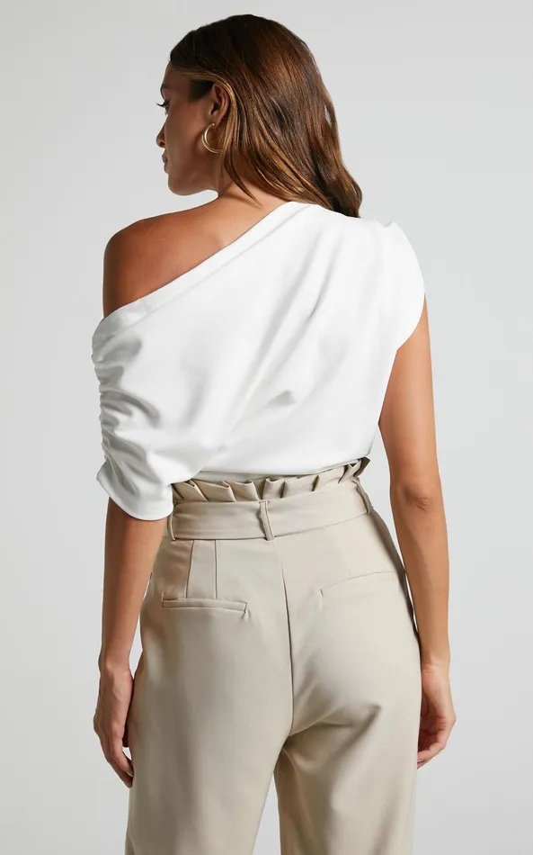 Showpo Nalfie Top 8211 Asymmetrical Top In White Women Curve Clothes