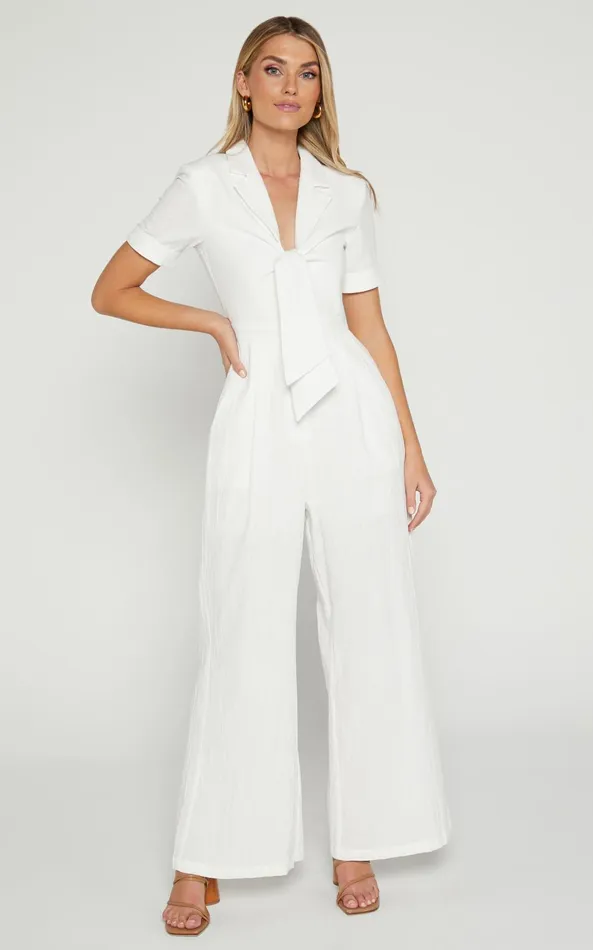 Showpo Naples Jumpsuit 8211 Wrap Front Jumpsuit In White Women Jumpsuits