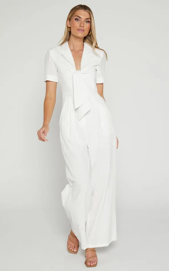 Showpo Naples Jumpsuit 8211 Wrap Front Jumpsuit In White Women Jumpsuits
