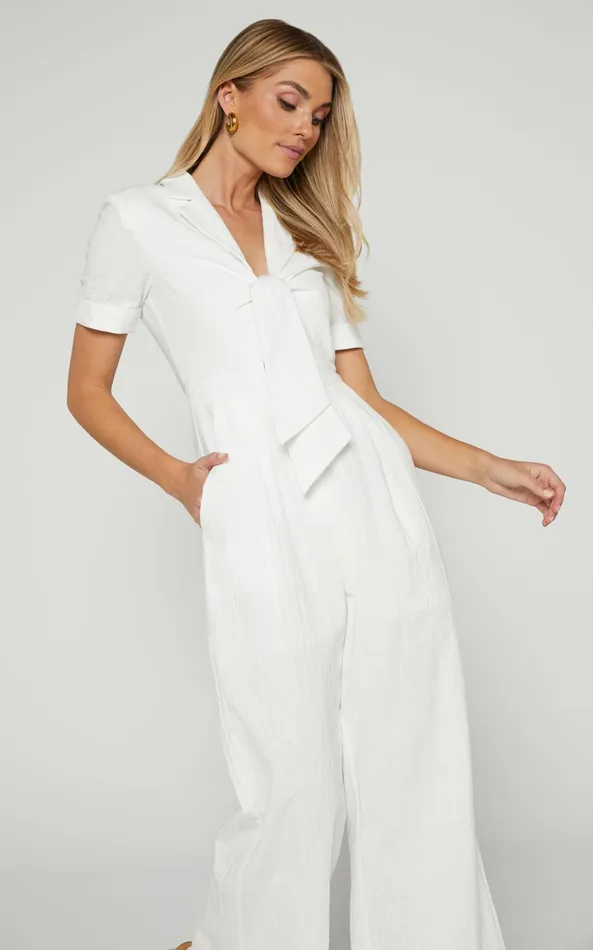 Showpo Naples Jumpsuit 8211 Wrap Front Jumpsuit In White Women Jumpsuits