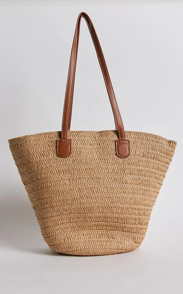 Showpo Narla Rattan Tote Bag In Natural Women Bags