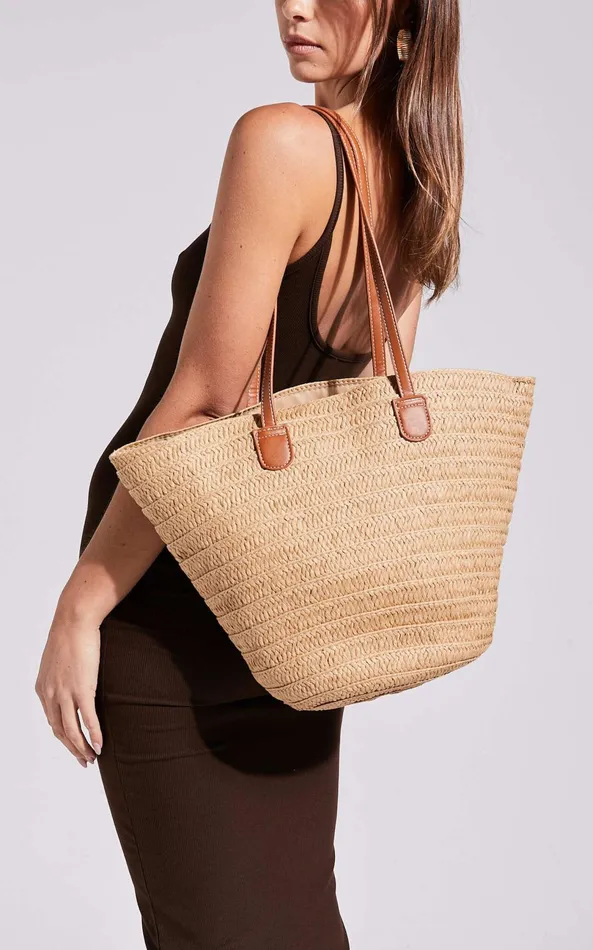 Showpo Narla Rattan Tote Bag In Natural Women Bags