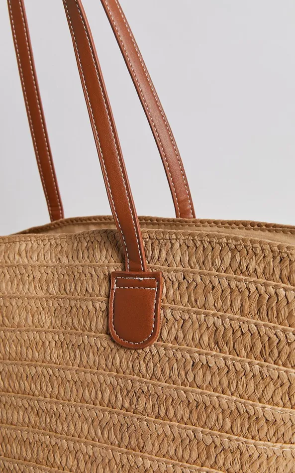 Showpo Narla Rattan Tote Bag In Natural Women Bags