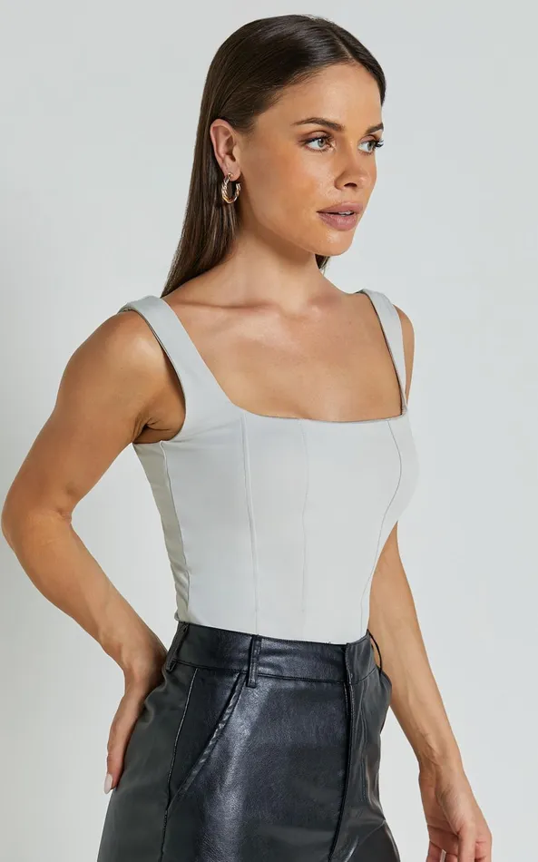 Showpo Narla Top 8211 Panel Detail Corset Top In Stone Women Tops